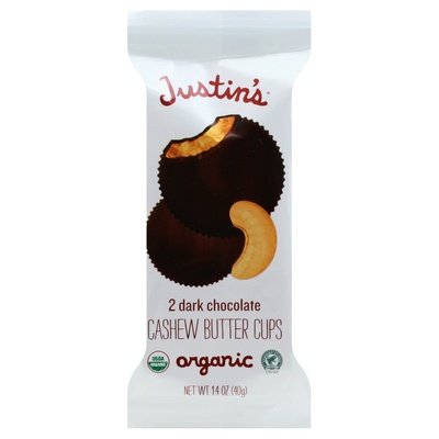 Justins Butter Cups Cashew Organic Dark Chocolate 12/1.4 OZ [UNFI-CARLISLE #2264273] [ebt]