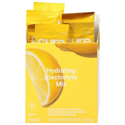 Cure Hydration Electrolyte Mix Hydrating Lemon 8 Pack 1/8/.26 OZ [UNFI-CARLISLE #2961944] [ebt]