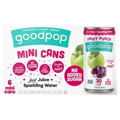 Goodpop Juice + Sparkling Water Fruit Punch Mini 4/6/7.5 OZ [UNFI #2984060] [ebt]
