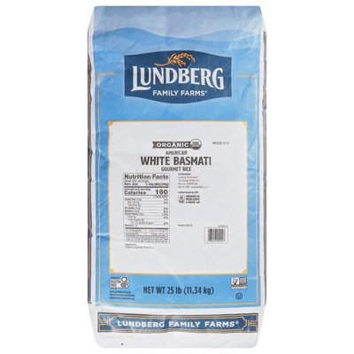 Lundberg Family Farms Gourmet Rice Organic White Basmati American 25LB [UNFI #228668] [ebt]