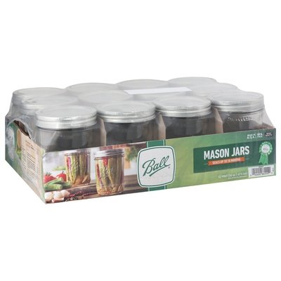 Ball Canning Mason Jars Wide Mouth Pint 1/12 CT [UNFI #105999]