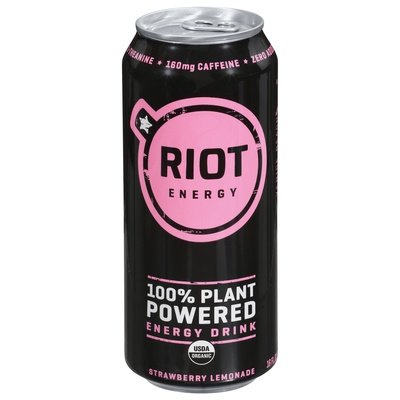 Riot Energy Energy Drink Organic Strawberry Lemonade 12/16 OZ [UNFI #2833150] [ebt] D