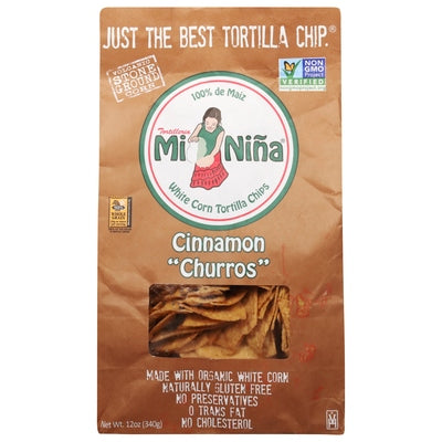 Mi Nina Tortilla Chips Cinnamon Churros White Corn 9/12 OZ [UNFI #02946101] [ebt]