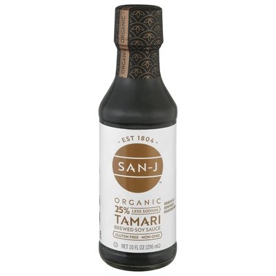 San-J Brewed Soy Sauce Organic Tamari 6/10 OZ [UNFI #185678] [ebt]
