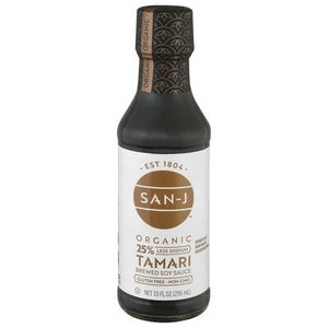 San-J Brewed Soy Sauce Organic Tamari 6/10 OZ [UNFI #185678] [ebt]