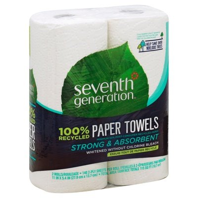 Seventh Generation Paper Towels Big Rolls Right-Size 2-Ply 12/2/140SHT [UNFI #624726]