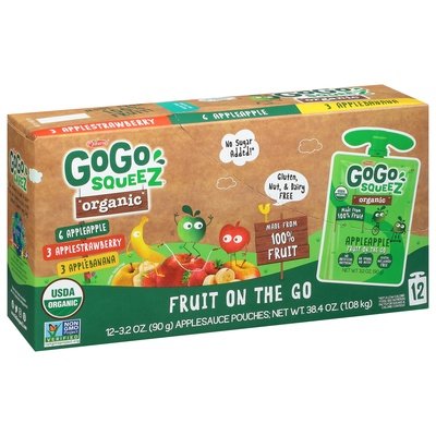Gogo Squeez Applesauce Organic Assorted 6/12/3.2OZ [UNFI #1645233] [ebt]