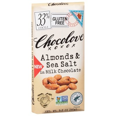 Chocolove Almonds & Sea Salt In Milk Chocolate Gluten-Free 33% Cocoa 12/3.2 OZ [UNFI-CARLISLE #2792331] [ebt]