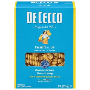 Dececco Fusilli No. 34 Slow Dried 12/16 OZ [UNFI #1852235] [ebt]