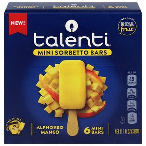 Talenti Gelato E Sorbetto Sorbetto Bars Alphonso Mango Mini 6/6/11.1FZ [UNFI #2964195] [ebt]