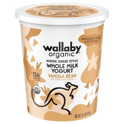 Wallaby Organic Yogurt Vanilla Bean Aussie Greek Style Whole Milk 6/32 OZ [UNFI #1517051] [ebt]