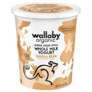 Wallaby Organic Yogurt Vanilla Bean Aussie Greek Style Whole Milk 6/32 OZ [UNFI #1517051] [ebt]