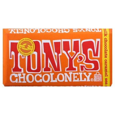 Tonys Chocolonely Milk Chocolate Caramel Sea Salt Belgian 15/6.35OZ [UNFI #2377547] [ebt]