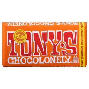 Tonys Chocolonely Milk Chocolate Caramel Sea Salt Belgian 15/6.35OZ [UNFI #2377547] [ebt]
