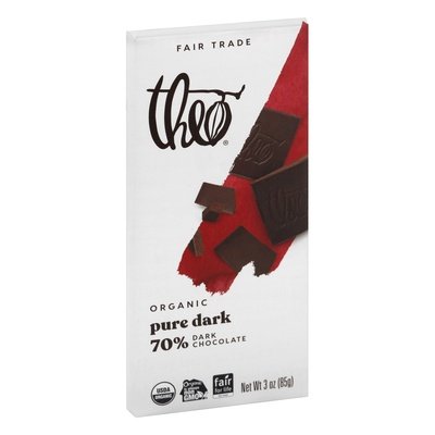 Theo Chocolate Pure Dark 70% Dark Chocolate Organic 12/3 OZ [UNFI #0892539] [ebt]
