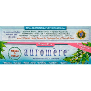 Auromere Toothpaste Ayurvedic Herbal Foam-Free Cardamom-Fennel Flavor 1/4.16 OZ [UNFI-CARLISLE #1459262]