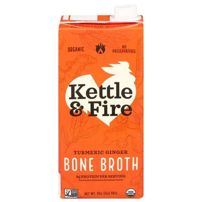 Kettle & Fire Bone Broth Organic Turmeric Ginger 8/32 OZ [UNFI #03115276] [ebt]