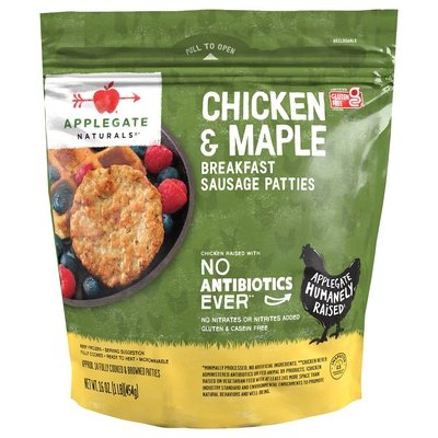 Applegate Farms Sausage Patties Chicken & Maple Breakfast 6/16 OZ [UNFI #2920916] [ebt]