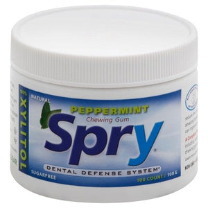 Spry Chewing Gum Sugarfree Peppermint 1/100 CT [UNFI-CARLISLE #1710037] [ebt]