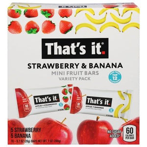 Thats It Fruit Bars Mini Strawberry & Banana Variety Pack 6/10/.7 OZ [UNFI #2970283] [ebt]