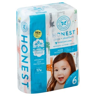 The Honest Co Diapers Size 6 (35+ Pounds) Multicolored Giraffes 1/18 CT [UNFI-CARLISLE #2452720]