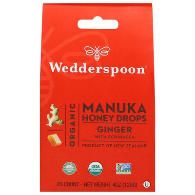 Wedderspoon Honey Drops Organic Manuka Ginger With Echinacea 1/4 OZ [UNFI-CARLISLE #3076452] [ebt]