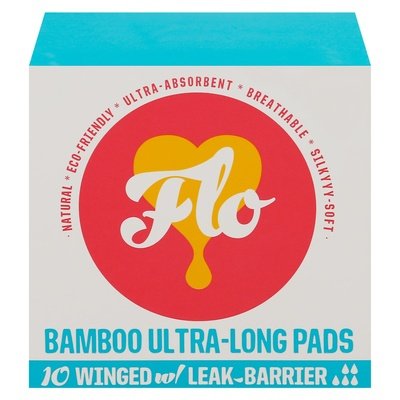 Flo Ultra-Long Bamboo Pads W/Wings 8/10 CT [UNFI-CARLISLE #2759645]