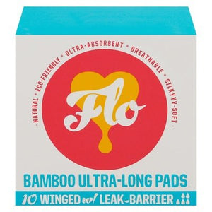 Flo Ultra-Long Bamboo Pads W/Wings 8/10 CT [UNFI-CARLISLE #2759645]