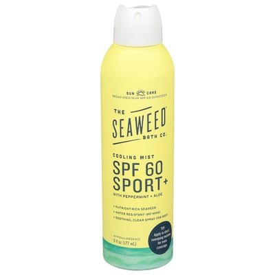 Seaweed Bath Co Sunscreen Cooling Mist Sport+ Broad Spectrum Spf 60 1/6 OZ [UNFI-CARLISLE #2796936]
