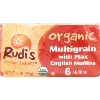 Rudis Gluten Free Bakery English Muffins Organic Multigrain with Flax 8/12 OZ [UNFI #0821934] [ebt]