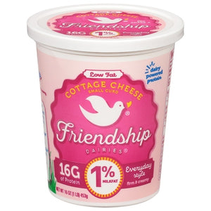 Friendship Cottage Cheese Low Fat Small Curd 1% Milkfat Everyday Style 6/16 OZ [UNFI #0158956] [ebt]