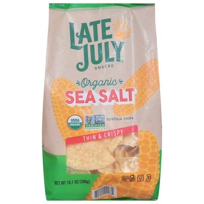 Late July Snacks Tortilla Chips Sea Salt Thin & Crispy 9/10.1 OZ [UNFI #2805174] [ebt]