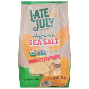 Late July Snacks Tortilla Chips Sea Salt Thin & Crispy 9/10.1 OZ [UNFI #2805174] [ebt]