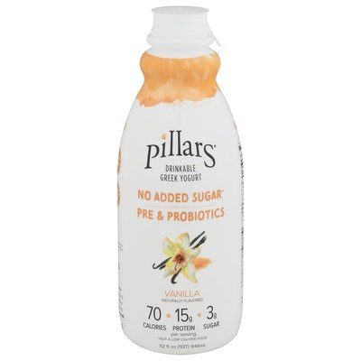 Pillars Drinkable Greek Yogurt Vanilla 6/32 OZ [UNFI #2793271] [ebt]