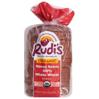 Rudis Rocky Mountain Bakery Bread Organic 100% Whole Wheat Honey Sweet 8/22 OZ [UNFI #940387] [ebt]