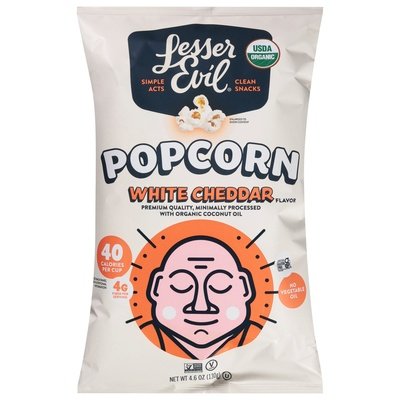 Lesser Evil Popcorn White Cheddar Flavor 12/4.6 OZ [UNFI #2846418] [ebt]