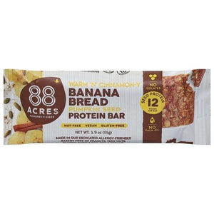 88 Acres Protein Bar Banana Bread Pumpkin Seed 9/1.9 OZ [UNFI #2527380] [ebt]