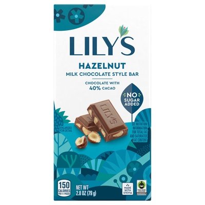 Lilys Milk Chocolate Style Bar Hazelnut 12/2.8 OZ [UNFI-CARLISLE #2511251] [ebt]