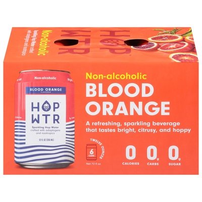 Hop Wtr Sparkling Hop Water Blood Orange Non-Alcoholic 4/6/12 OZ [UNFI #2821767] [ebt]