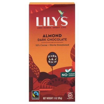 Lilys Dark Chocolate Almond 55% Cocoa 12/3 OZ [UNFI-CARLISLE #1101187] [ebt]