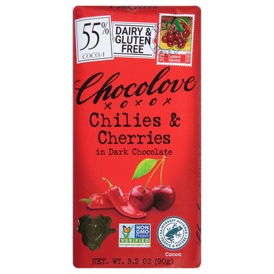 Chocolove Chilies & Cherries In Dark Chocolate 12/3.2 OZ [UNFI-CARLISLE #695312] [ebt]