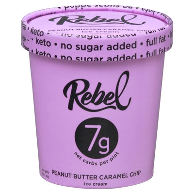Rebel Creamery Ice Cream Peanut Butter Caramel Chip 8/1 PINT [UNFI #02647295] [ebt]