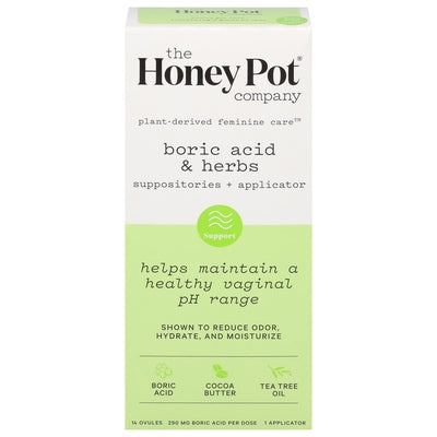 The Honey Pot Suppositories + Applicator Boric Acid & Herbs 1/14 CT [UNFI-CARLISLE #3068897]