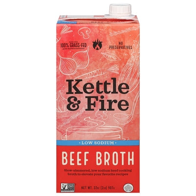 Kettle & Fire Beef Broth Low Sodium 8/32 OZ [UNFI #3100401] [ebt]