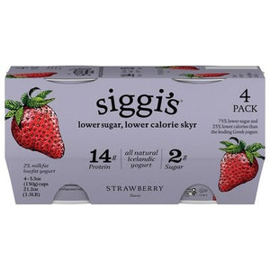 Siggis Yogurt Lowfat 2% Milkfat Strawberry Flavor 4 Pack 4/4/5.3 OZ [UNFI #2756914] [ebt]