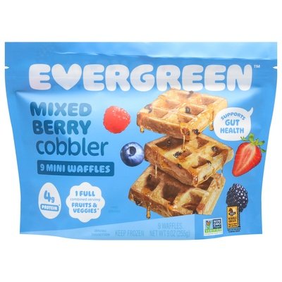 Evergreen Waffles Mixed Berry Cobbler Mini 8/9 OZ [UNFI #2716363] [ebt]