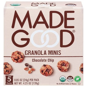 Made Good Granola Minis Chocolate Chip 5 Pack 6/5/.85OZ [UNFI #2722197] [ebt]