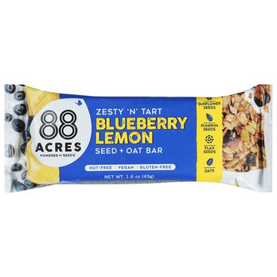 88 Acres Seed + Oat Bar Blueberry Lemon Zesty 'N' Tart 9/1.6 OZ [UNFI-CARLISLE #02980118] [ebt]
