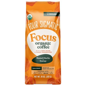 Four Sigmatic Coffee Organic Ground Dark Roast Regular Caf Focus 8/10 OZ [UNFI #03120698] [ebt]