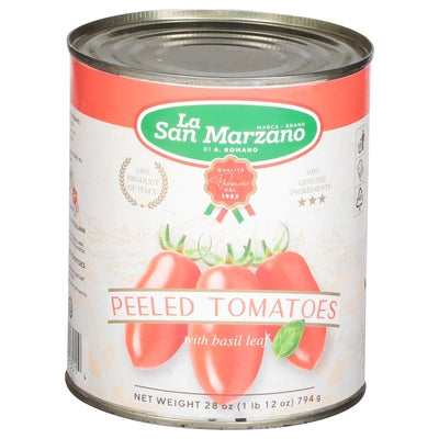La San Marzano Tomatoes With Basil Leaf Peeled 6/28 OZ [UNFI #2932366] [ebt]